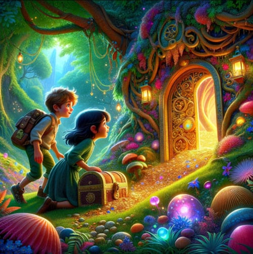AI-generated Imaginator image created from a primary school pupil's fantasy story set in an enchanted forest